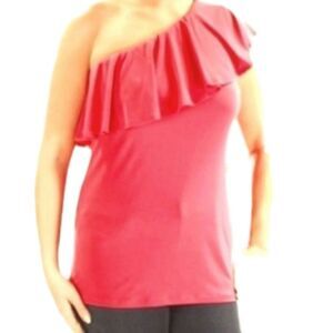 INC Ruffled Asymmetrical Neckline Blouse Size Large